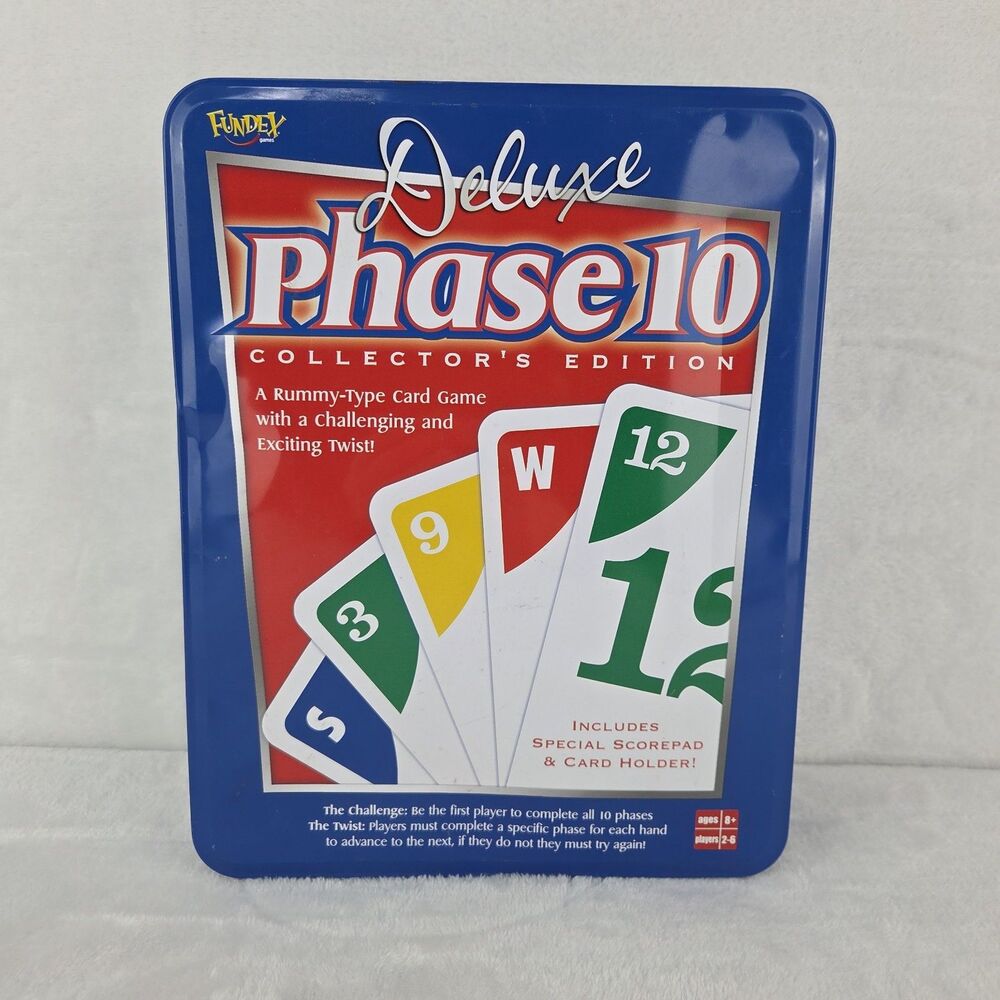 Vintage 2002 Fundex Deluxe Phase 10 Collector's Edition Tin Complete Card Game